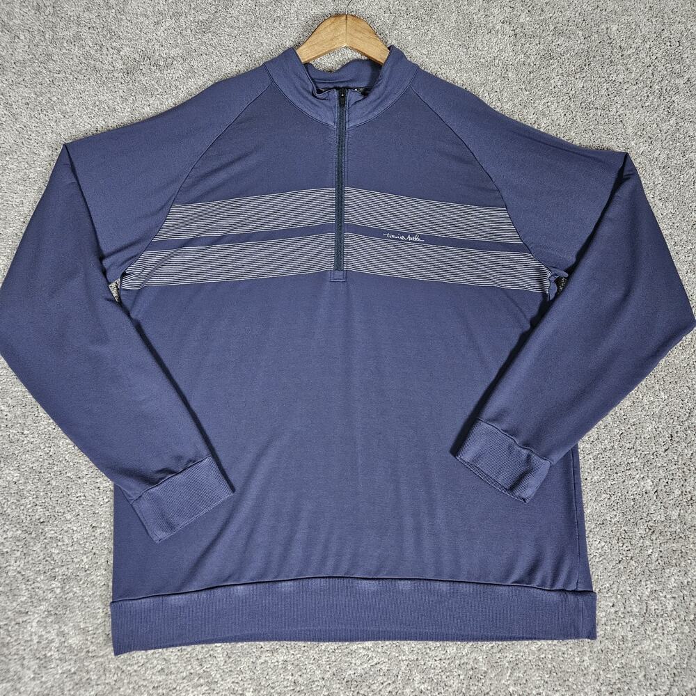 Travis Mathew Sweatshirt Mens 2XL Blue 1/4 Zip Golf Stretch Rayon Soft Preppy